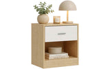 Relaxdays Nachttisch Mit Schublade 39 x 41 cm Weiss/Braun