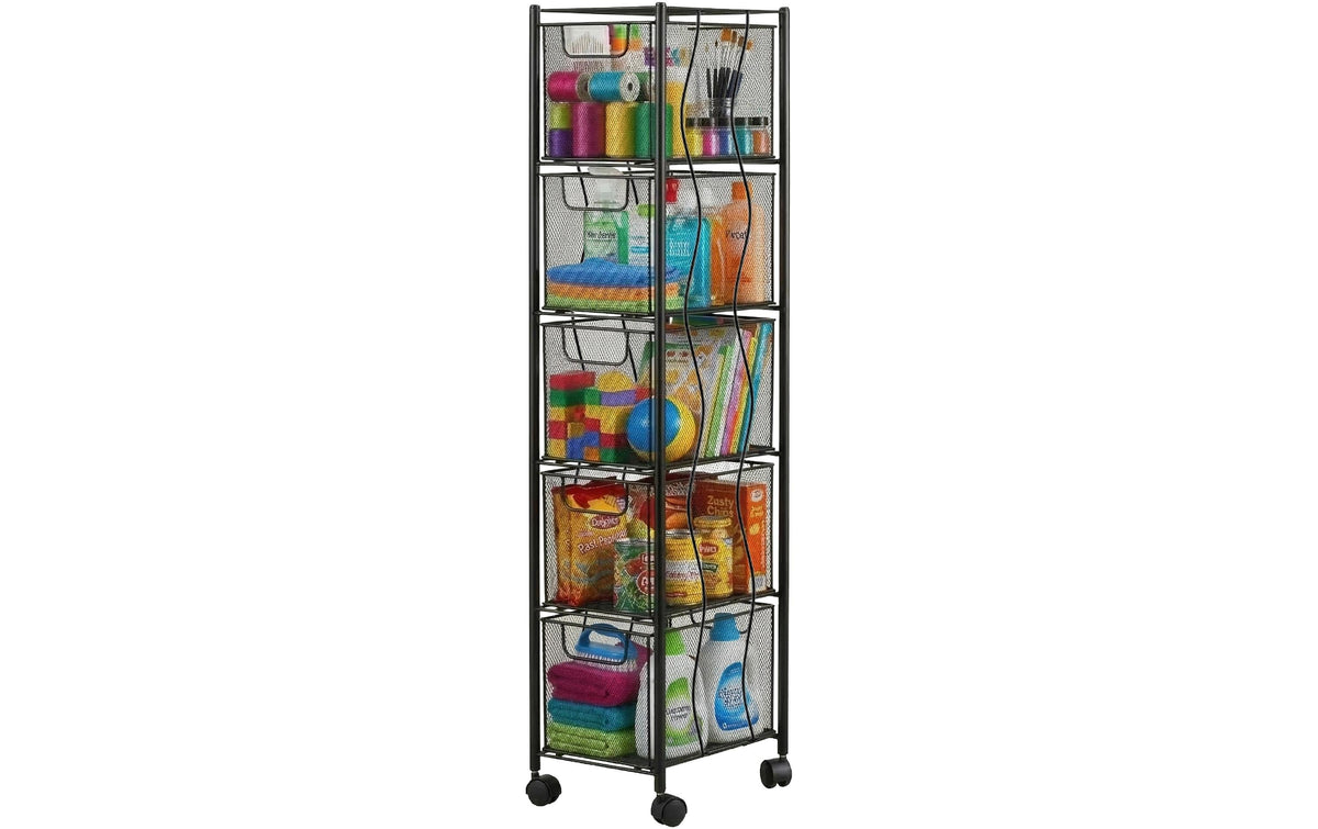 Küchenwagen Rollregal 20x98x28 cm Schwarz relaxdays