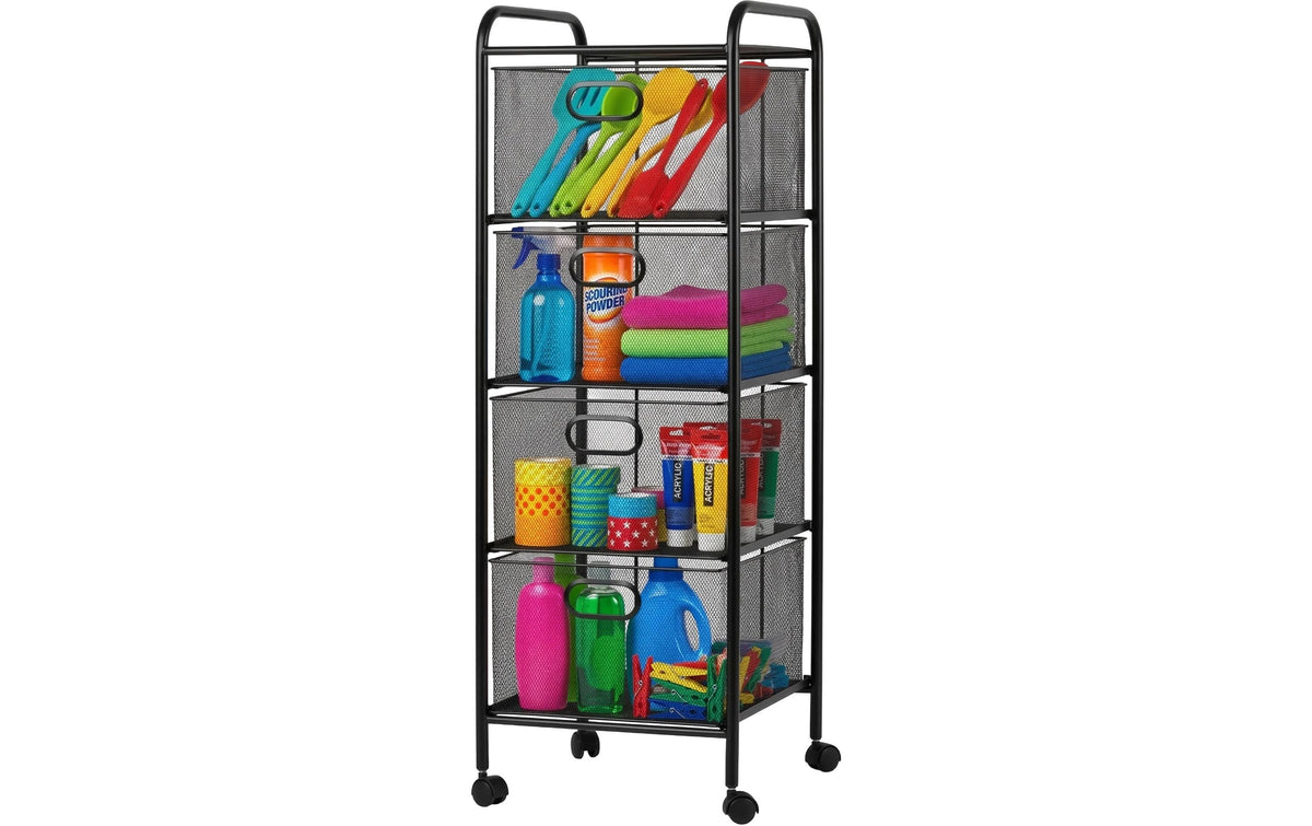 Küchenwagen Rollregal 32x92.5x33 cm Schwarz relaxdays