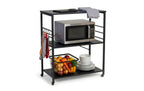 Küchenwagen 3 Ebenen 89 x 80 x 40 cm Natur relaxdays