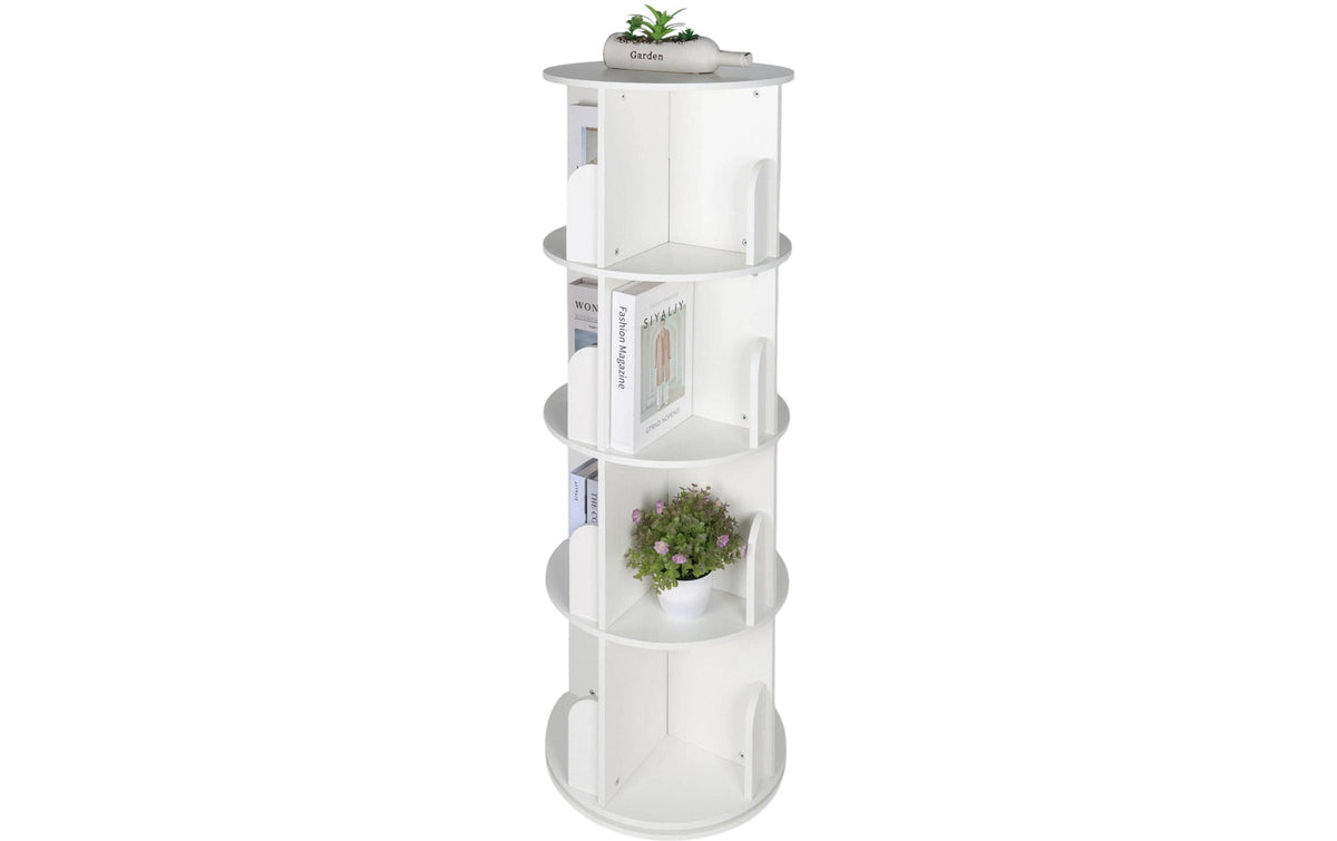 Relaxdays Drehregal Mit 4 Etagen Weiss 40 × 128 × 40 Cm