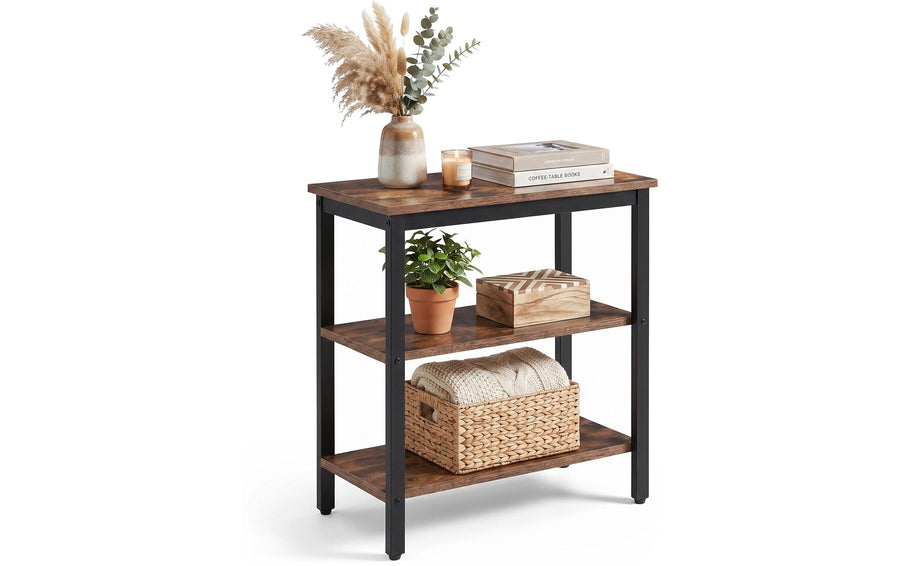 Beistelltisch 60x61 cm Schwarz/Braun relaxdays