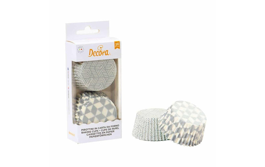 Decora Muffinförmchen Papier Silber Geometrisch Ø 5 cm