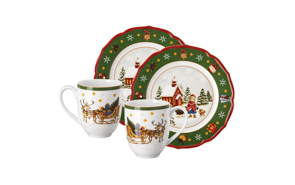 Weihnachtsgeschirr Set 4-teilig Grün Hutschenreuther