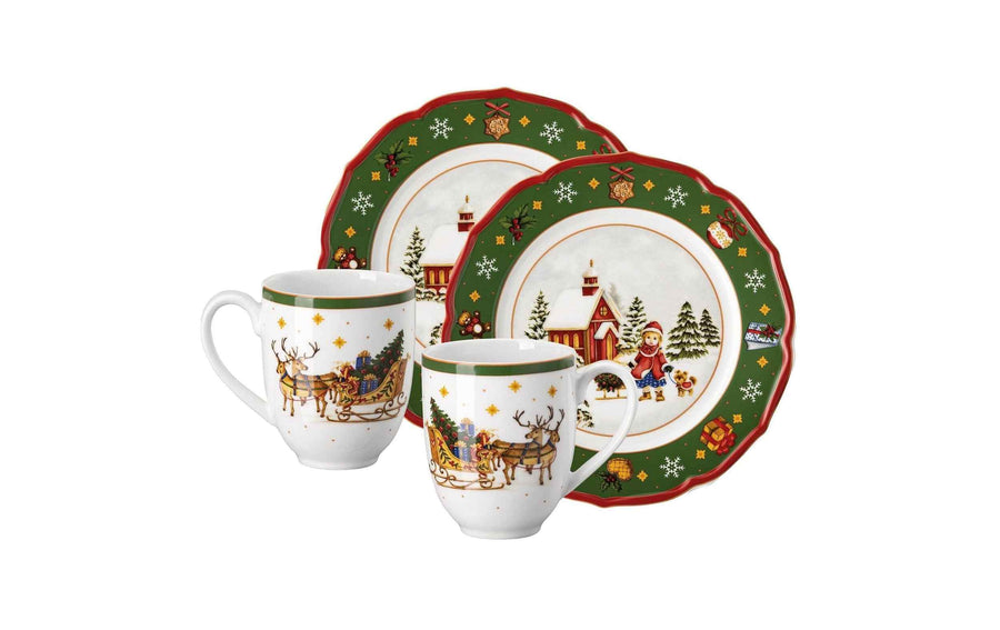 Weihnachtsgeschirr Set 4-teilig Grün Hutschenreuther