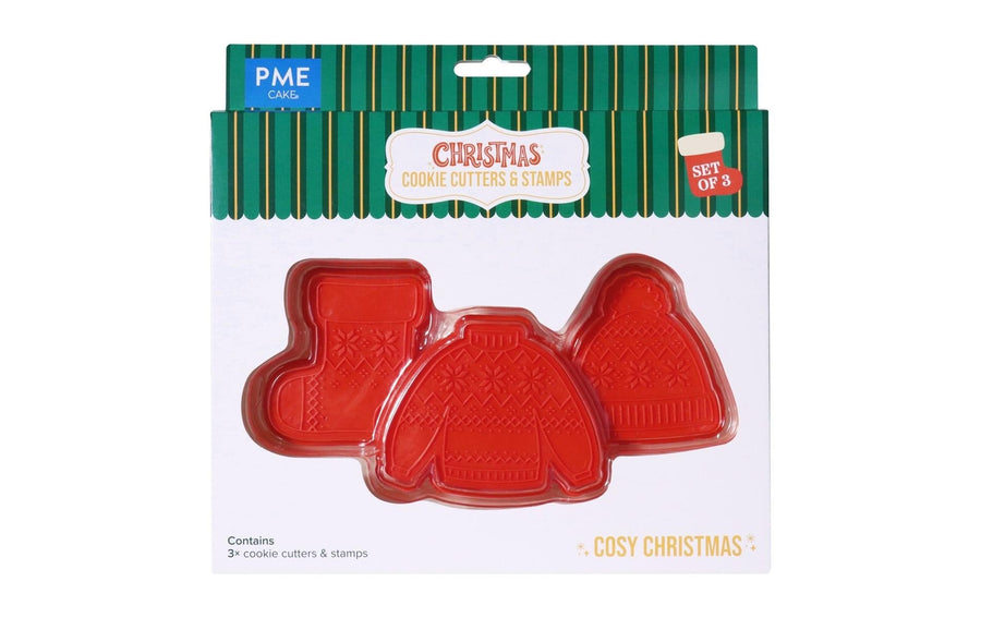 PME Cozy Christmas Ausstechformen Set Kunststoff Rot 3-teilig