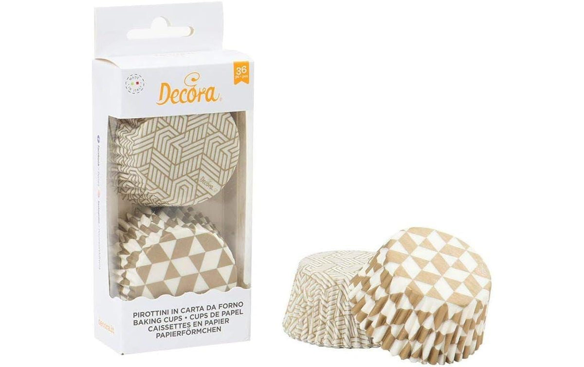 Decora Muffinförmchen Papier Rund Gold Geometrisch 36 Stück