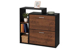 relaxdays Schuhschrank 80 x 90 cm Braun/Schwarz/Silber