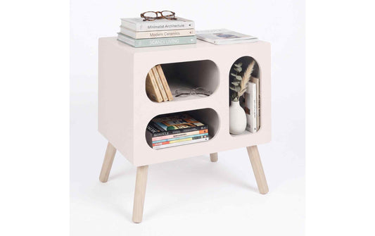 relaxdays Nachttisch 45 x 45 cm Braun/Weiss