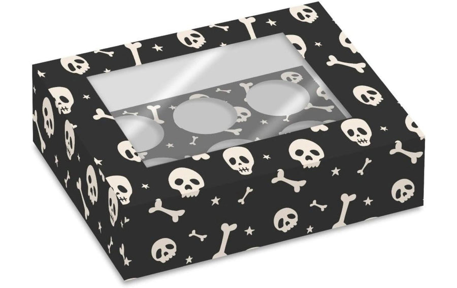BackshopSchweiz Cupcake Box 6 Halloween Totenkopf 2 Stück, Schwarz