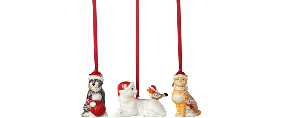 Villeroy & Boch Weihnachtskugeln Katzen Mehrfarbig