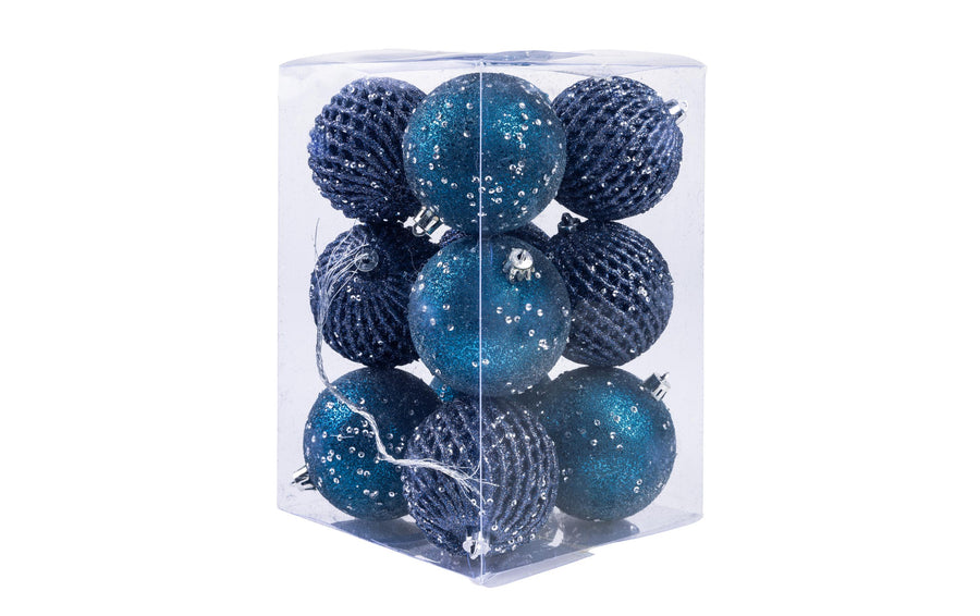 COCON Weihnachtskugeln Blau, 12 Stück