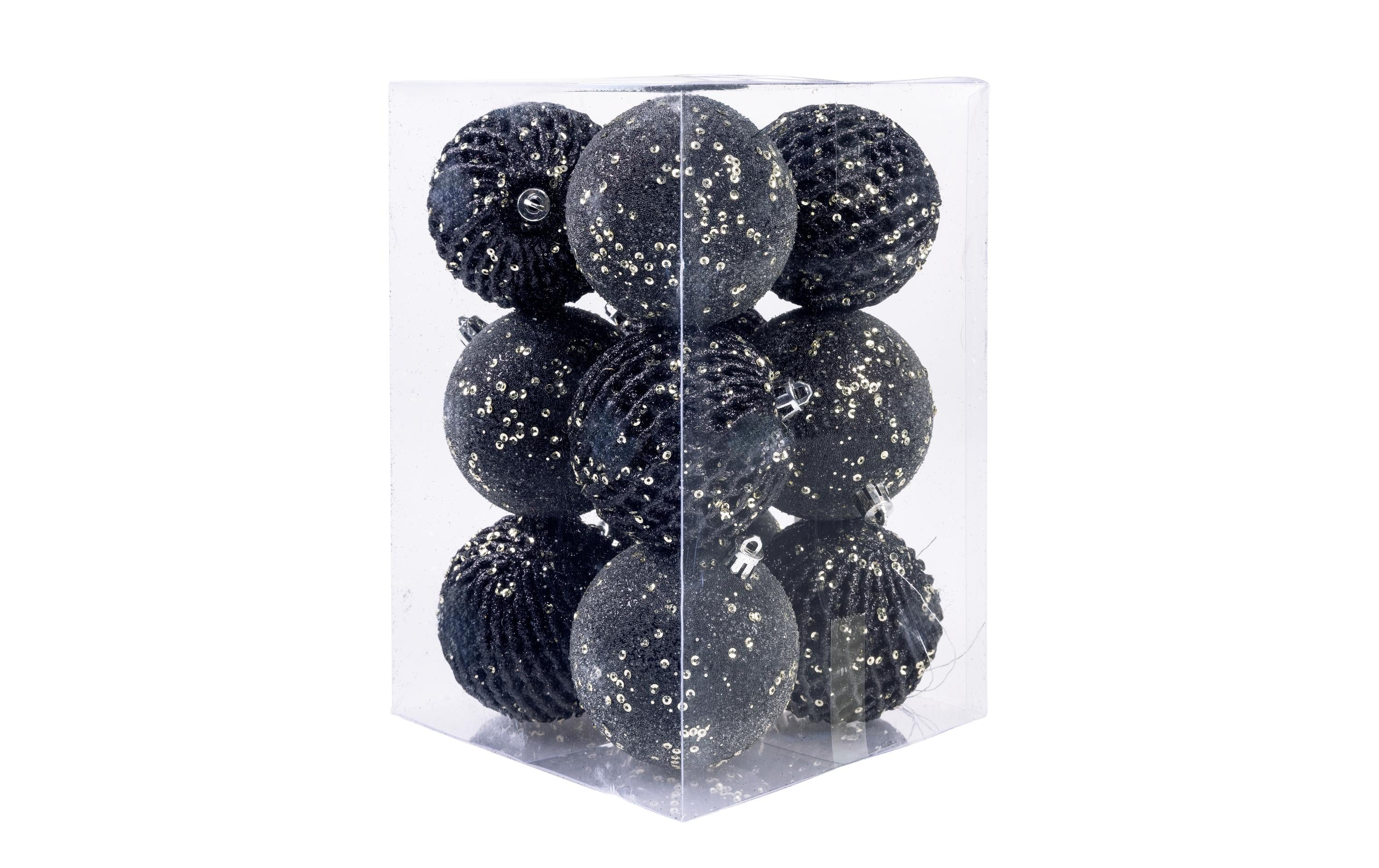 COCON Weihnachtskugeln Schwarz, 12 Stück
