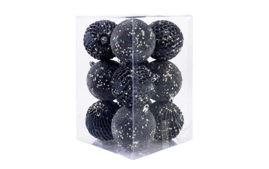 COCON Weihnachtskugeln Schwarz, 12 Stück