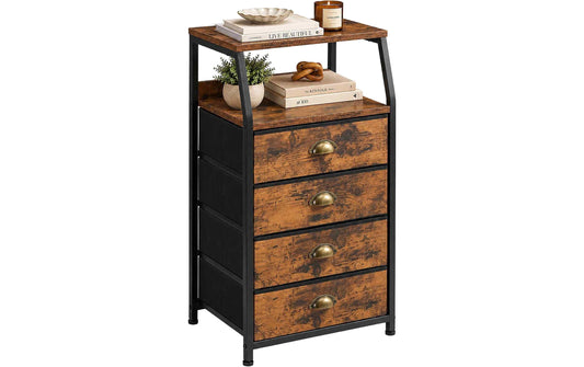 Relaxdays Schubladenschrank 40 x 84,5 cm Braun/Gold/Schwarz