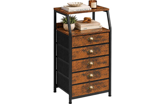 relaxdays Kommode 40 x 110 cm Braun/Gold/Schwarz
