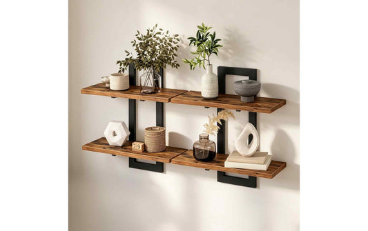 Relaxdays Wandregal Set 2 Stück Braun/Schwarz