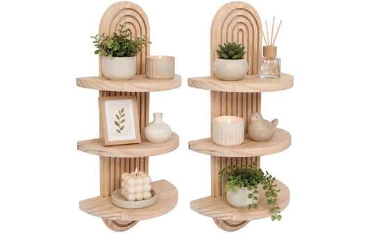 Relaxdays Wandregal Boho 2er Set Hellbraun