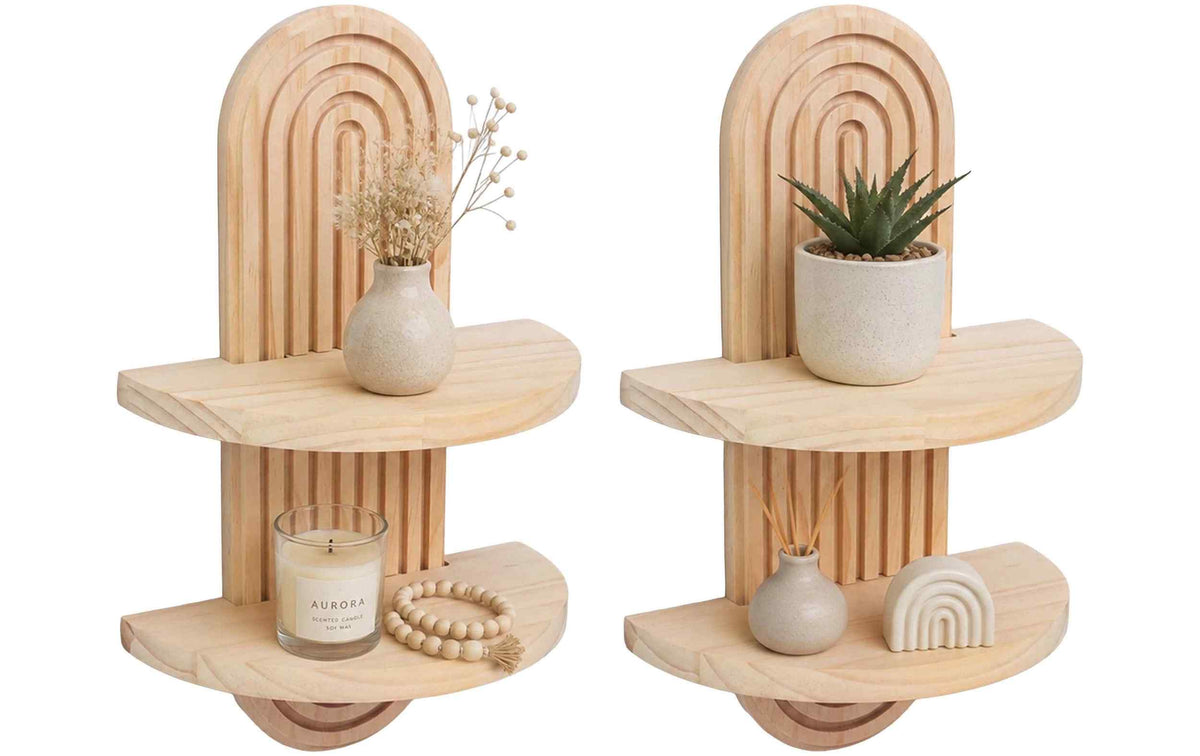 Relaxdays Boho-Wandregale 2er-Set Hellbraun