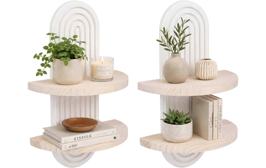 Relaxdays Wandregal Boho 2er-Set Hellbraun/Weiss