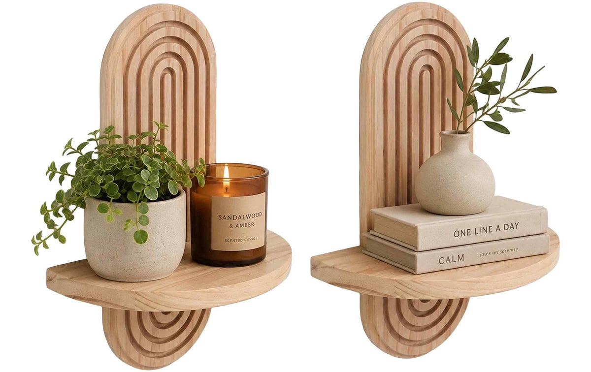 Relaxdays Wandregale Boho 2er-Set Hellbraun