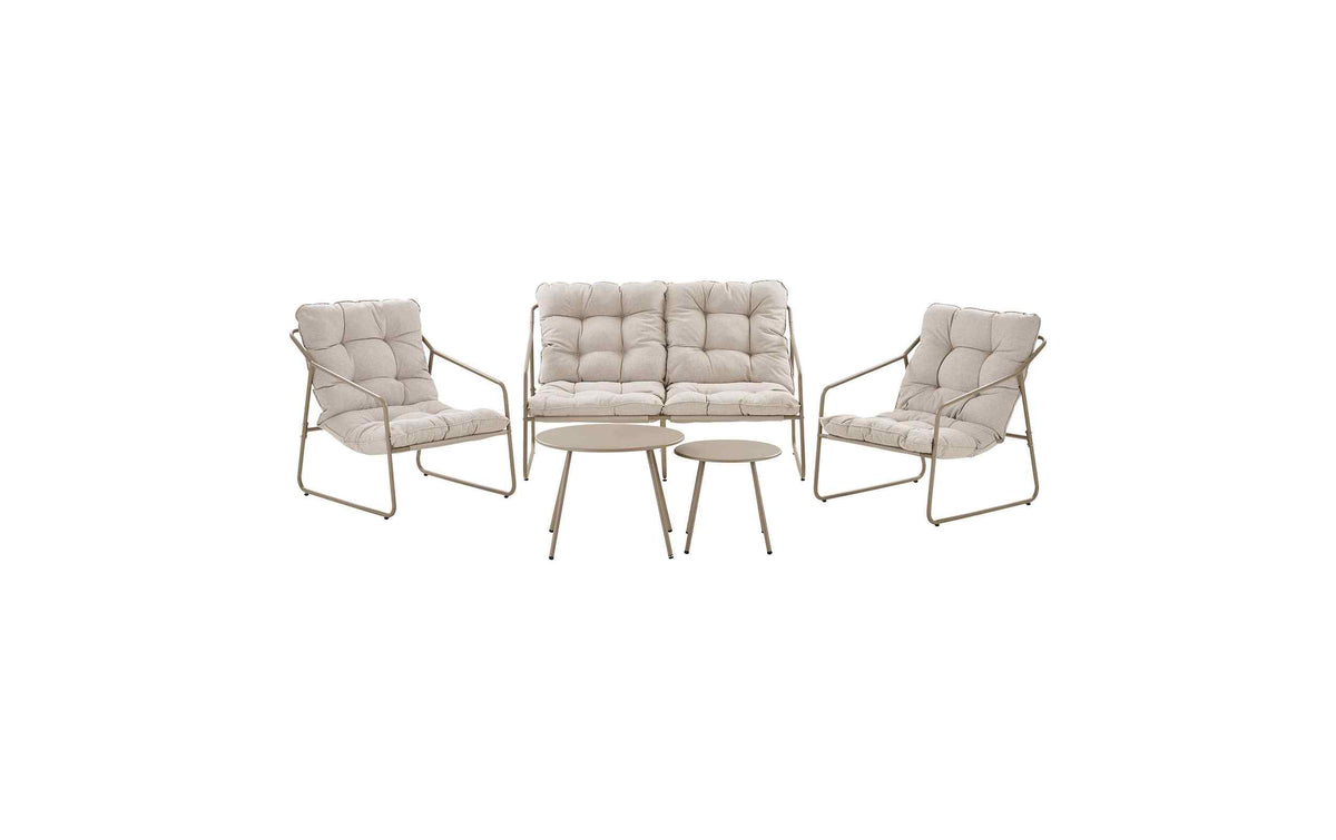 House Nordic Nilo Lounge-Set, Stahl, sandfarben, inklusive Kissen