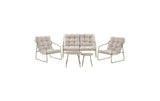 House Nordic Nilo Lounge-Set, Stahl, sandfarben, inklusive Kissen