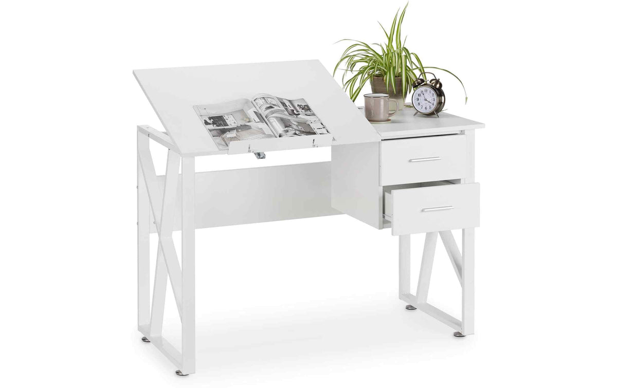 Relaxdays Schreibtisch neigbar weiss, 75x110x55cm (HxBxT)