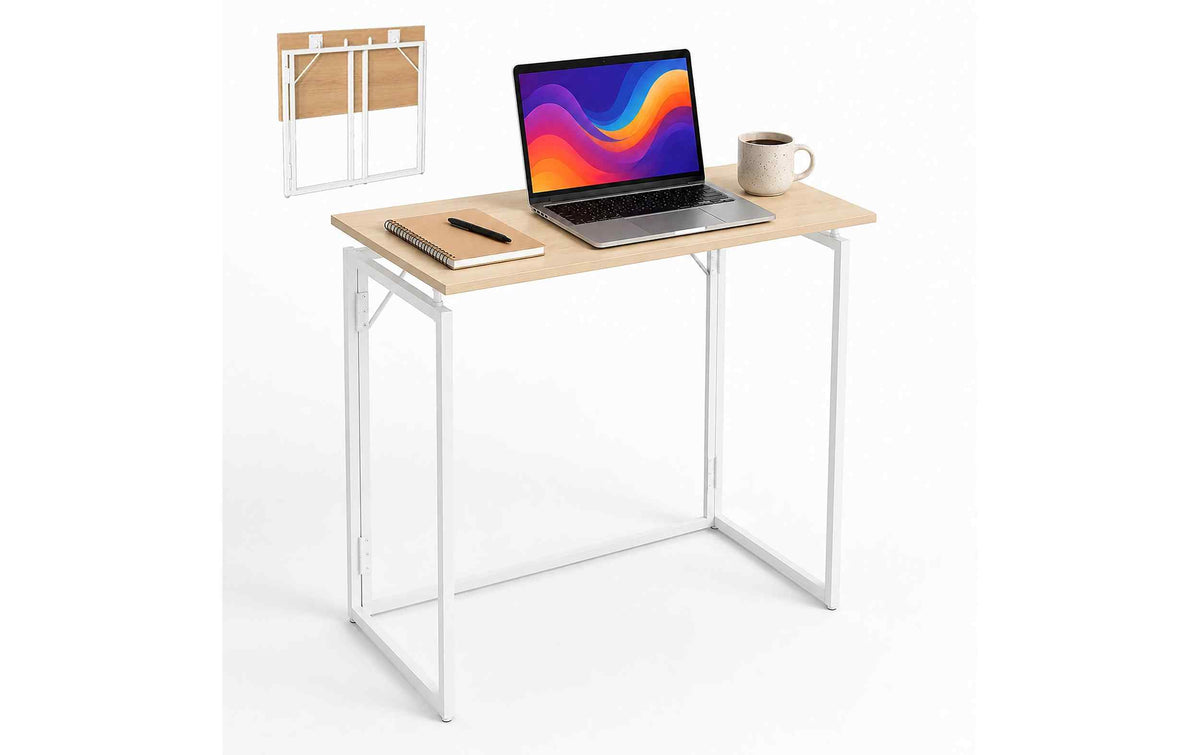 Relaxdays Schreibtisch klappbar hellbraun, weiss, 74x80x40cm (HxBxT)