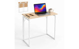 Relaxdays Schreibtisch klappbar hellbraun, weiss, 74x80x40cm (HxBxT)