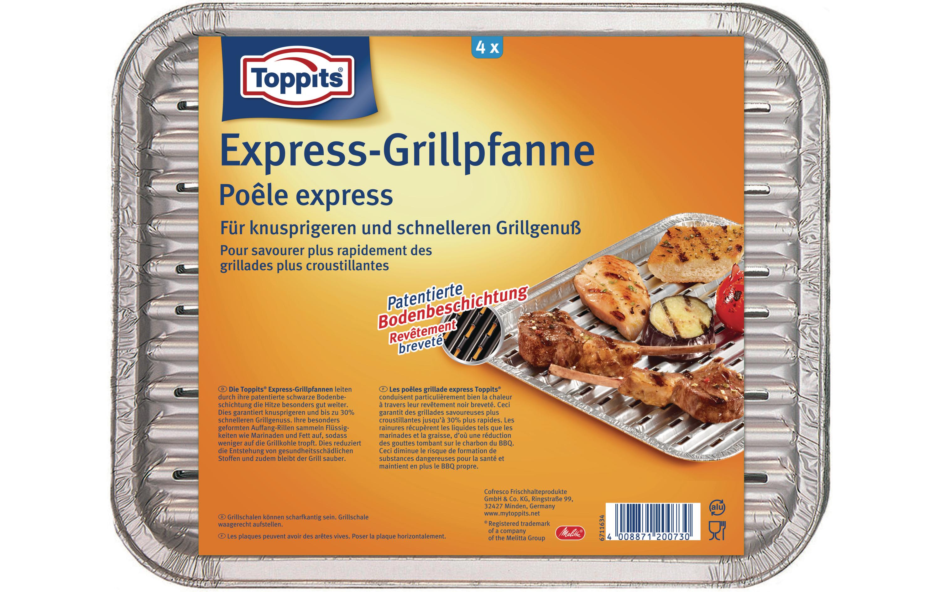 Toppits Grillpfanne 4er Set 28 cm x 22 cm, 4 Stück Grills & Feuerstellen Toppits