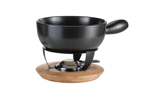 Koenig Käsefondue-Set Bamboo 3 Teile, Schwarz