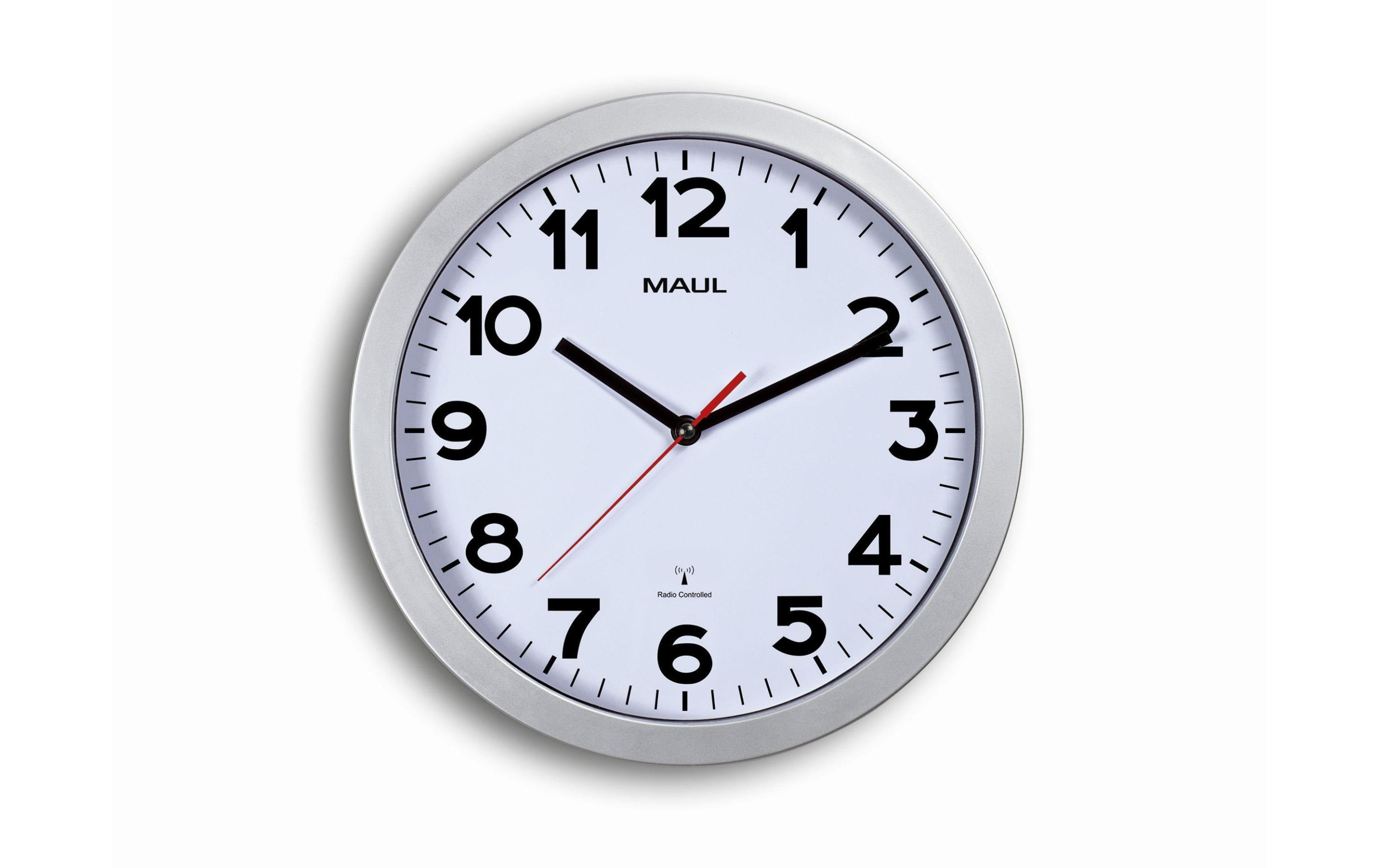 MAUL Wanduhr MAULstep 30RC silber 35 x 35 x 4.5 cm