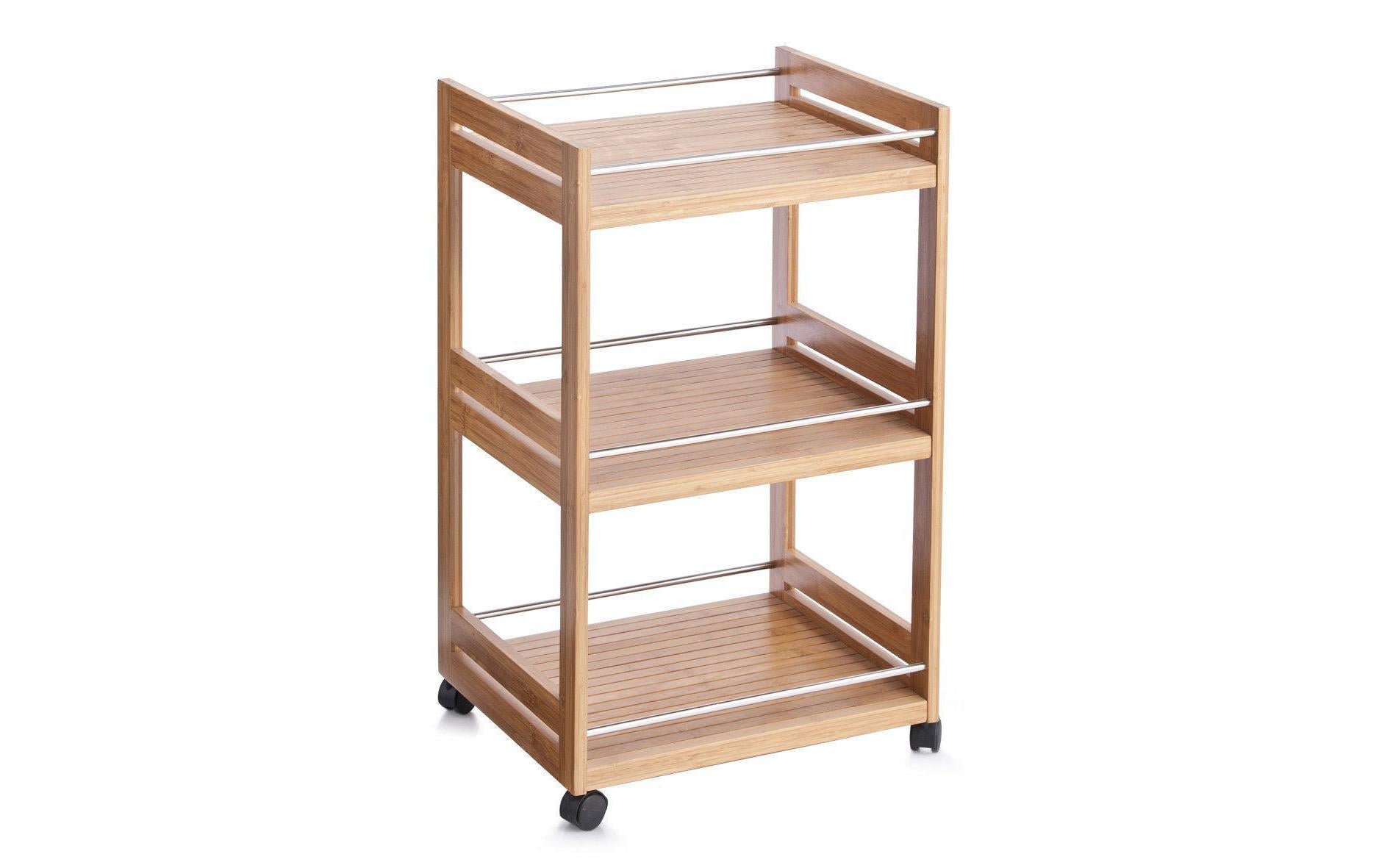 Zeller Present Badezimmerrollwagen Bamboo Braun 45,7x38x76cm Bambus, Grundmaterial: Holz