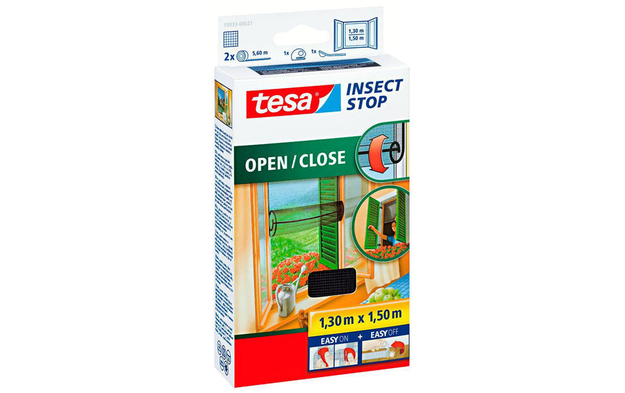 tesa Fliegengitter anthrazit 130 cm x 150 cm für Fluginsekten Garteneinrichtung tesa