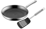 WMF Profi Resist Bratpfanne aus Cromargan mit strukturierter Innenfläche und schwarzem Pfannenwender