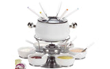 Nouvel Fleischfondue-Set Sarina 21 Teile, Silber/Weiss