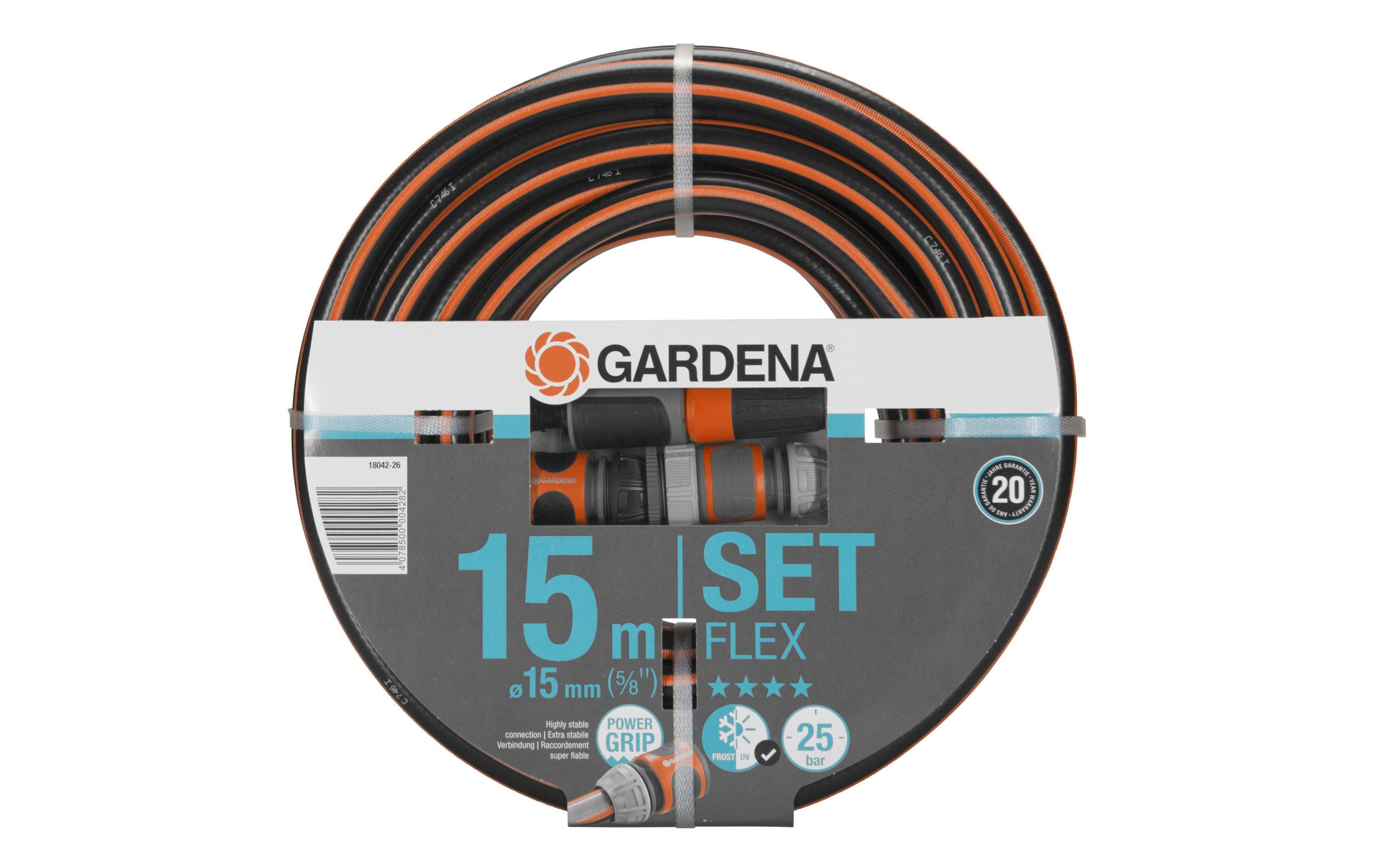 GARDENA Comfort FLEX Schlauch 15 m Schlauch komplett mit Systemteilen