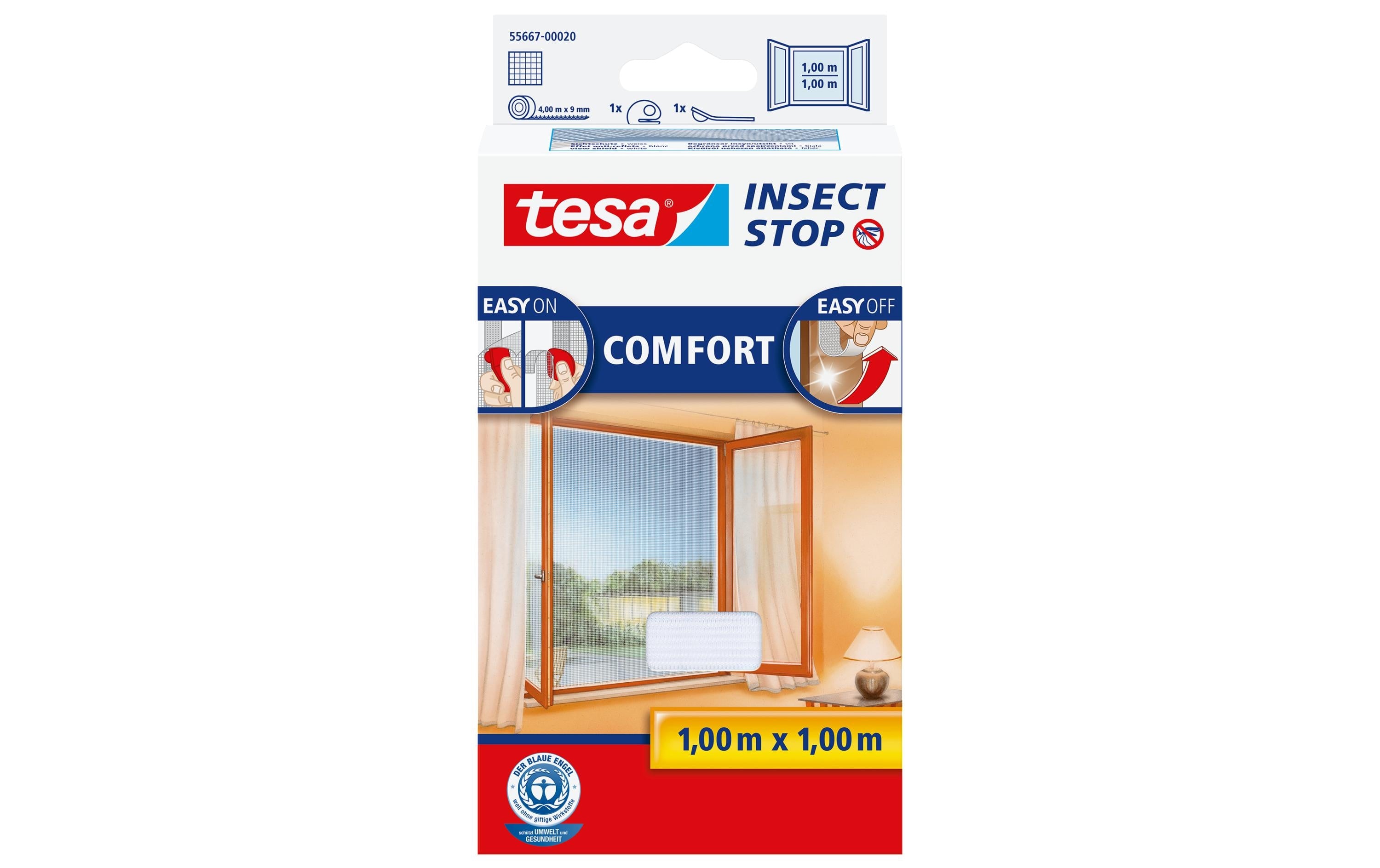 tesa Fliegengitter Fenster mechanisch Weiß 1,00 m x 1,00 m Garteneinrichtung tesa