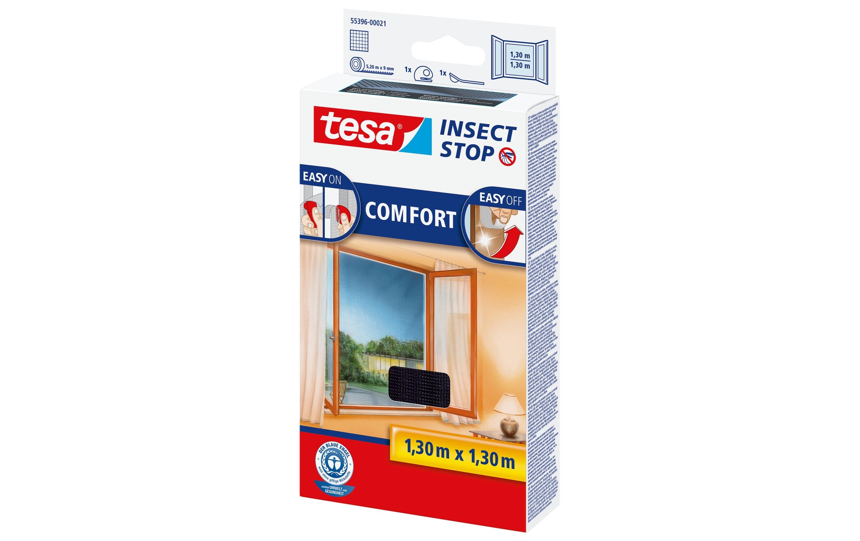 tesa Fliegengitter Fenster anthrazit 1.3m x 1.3m Garteneinrichtung tesa
