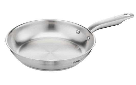 Tefal Virtuoso Bratpfanne aus silberfarbenem Edelstahl, unbeschichtet, mit langem Griff, 24 cm