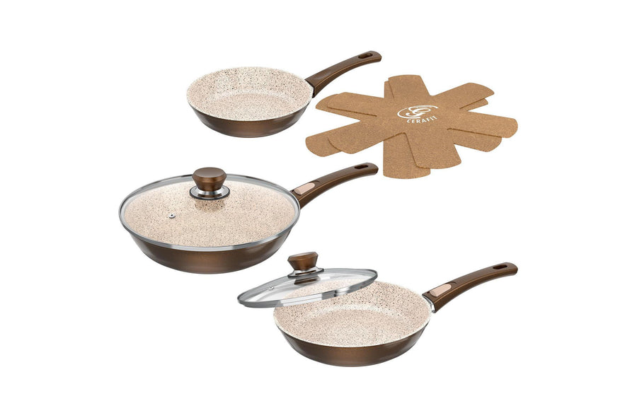 Genius Pfannenset Cerafit Granit 7-teilig 28 cm Aluminiumguss