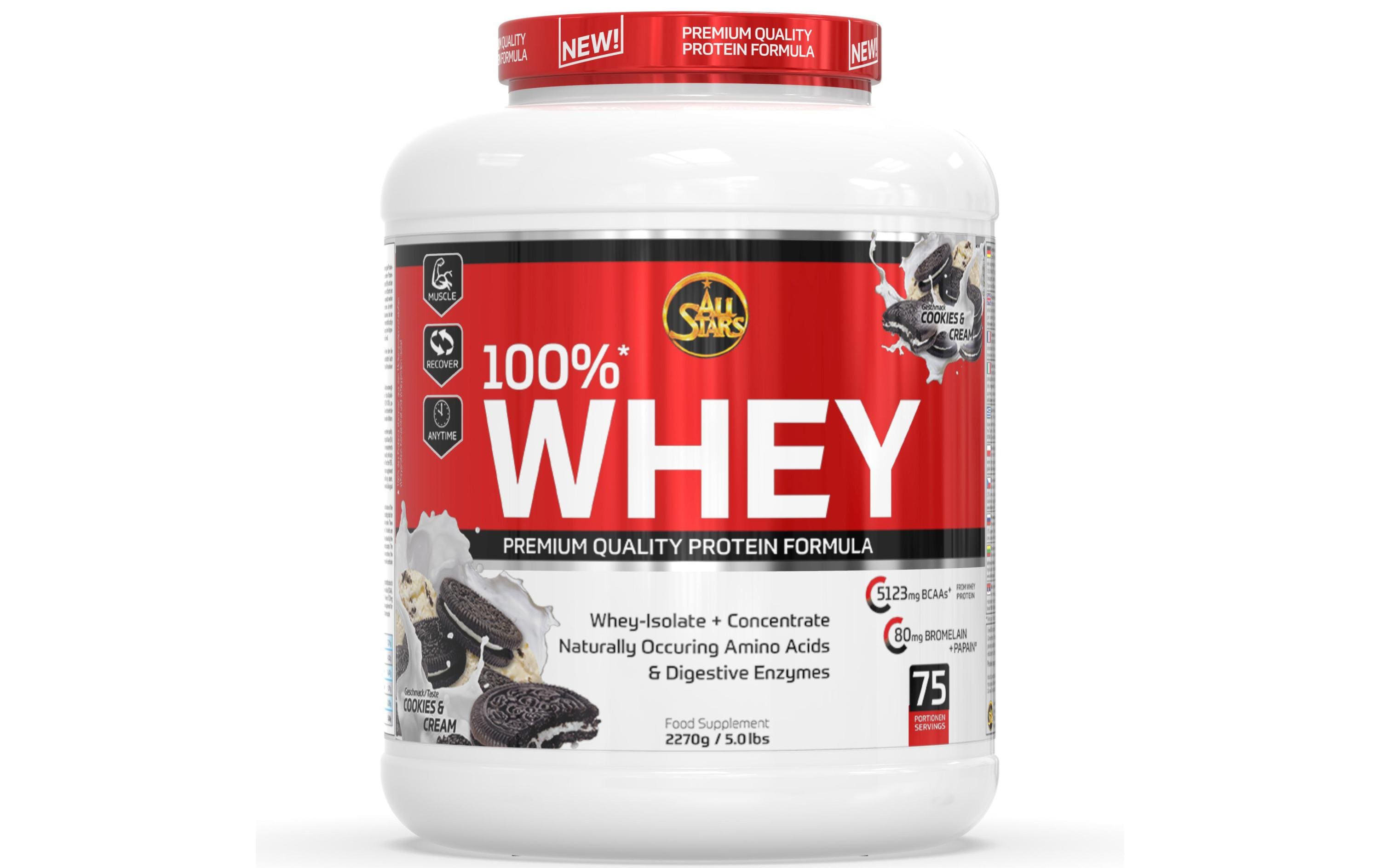 All Stars Pulver Whey Protein 100% Cookie & Cream 2270 g