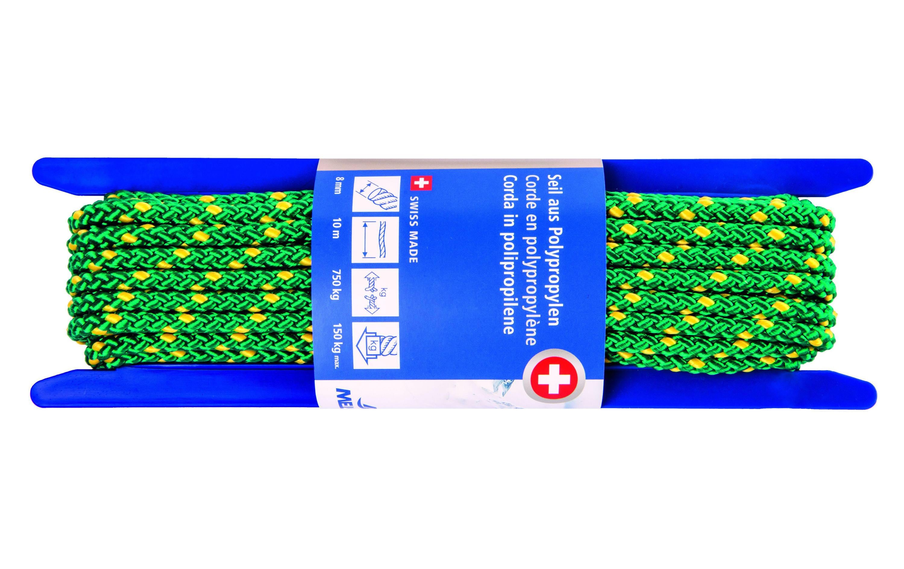Meister Polypropylenseil Ø 8 mm, 10 m, 750 kg, Grün-Gelb