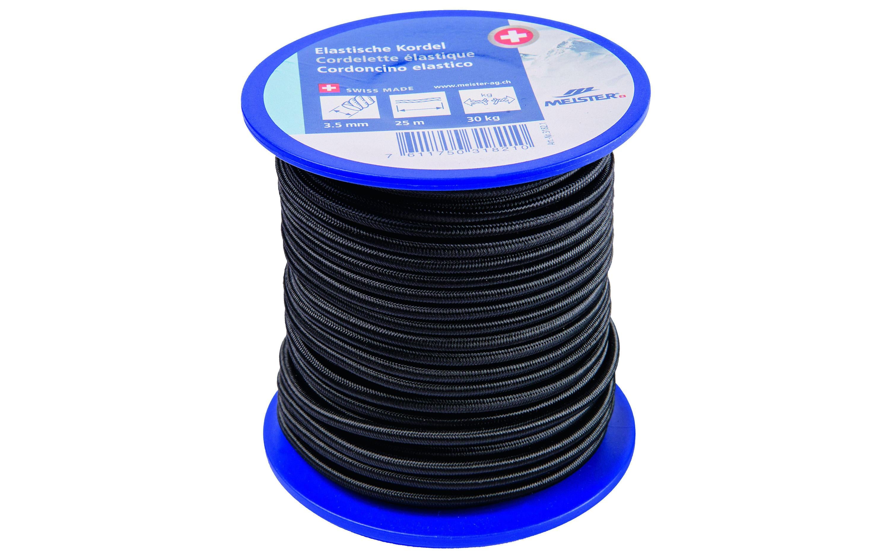 Meister Gummi-Spannseil Schwarz 3,5 mm 25 m - Wetterfest und vielseitig Sport & Freizeit > Freizeit > Zubehör Meister