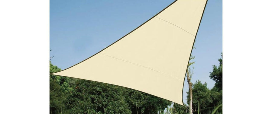 Perel Sonnensegel Dreieck 5x5 m Wasserabweisend Champagne Garteneinrichtung Perel