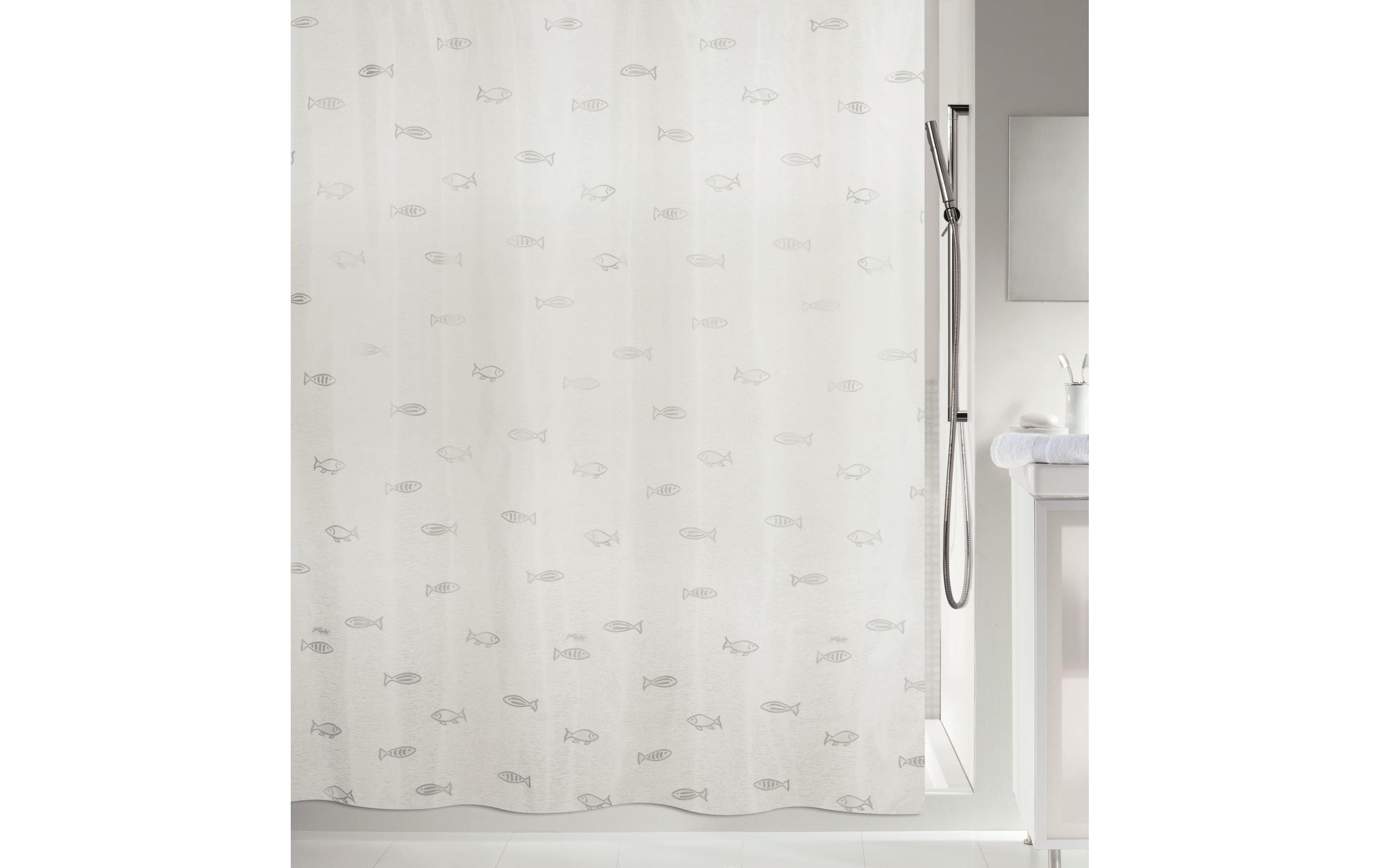 spirella Kos Duschvorhang Metallic effect Silber, Polyester, 180 x 200 cm, waschbar