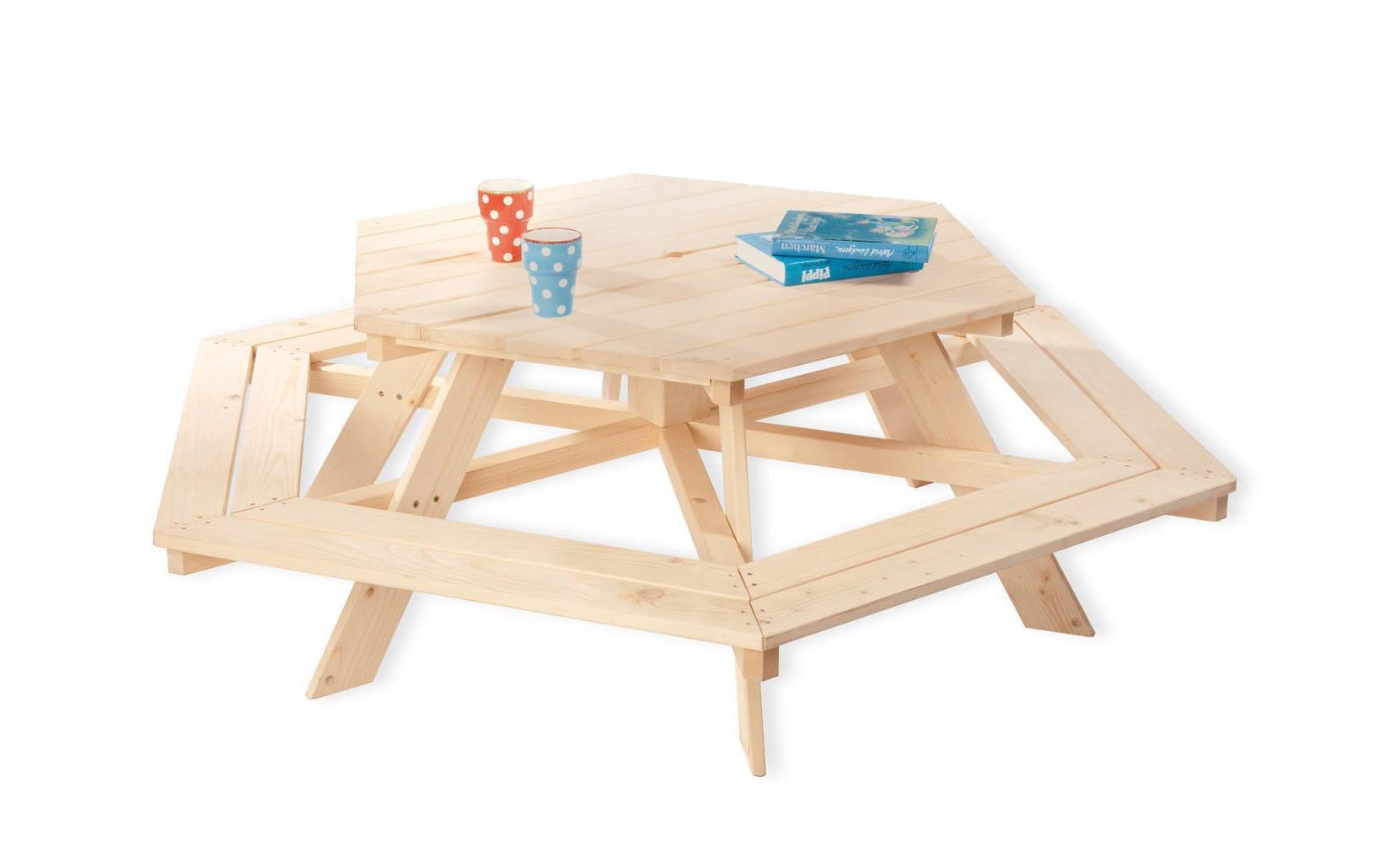 Pinolino Kindersitzgarnitur Nicki 6-Eck Holz Gartentisch für Kinder Garteneinrichtung Pinolino Kinderträume GmbH