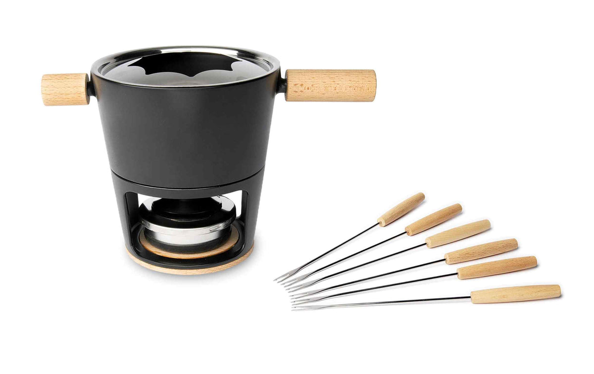 Stöckli Fleischfondue-Set Titlis 8 Teile, Schwarz/Hellbraun