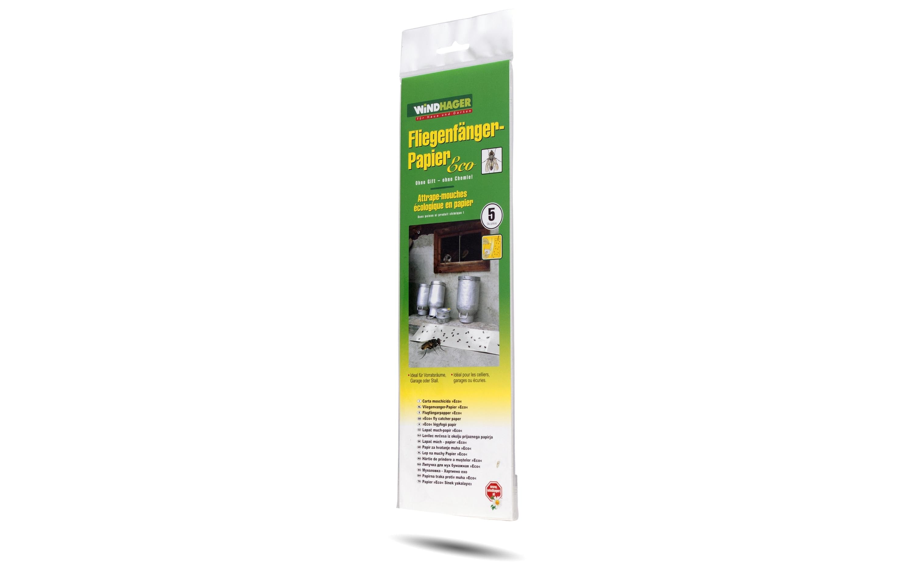 Windhager Fliegenfänger Papier ECO giftfrei mit Naturleim für Innenräume Garteneinrichtung Windhager